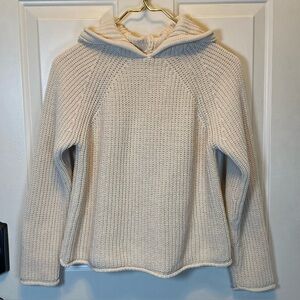 ZARA Girls Sz 13-14 Hooded Pullover Poly Blend Knit Sweater Cozy Cream